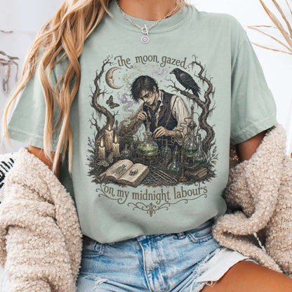 The Moon Gazed on My Midnight Labours Mary Shelley Frankenstein Literary T-Shirt