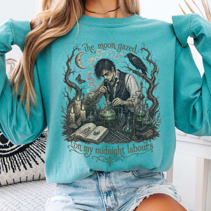 The Moon Gazed on My Midnight Labours Mary Shelley Frankenstein Literary Long Sleeve