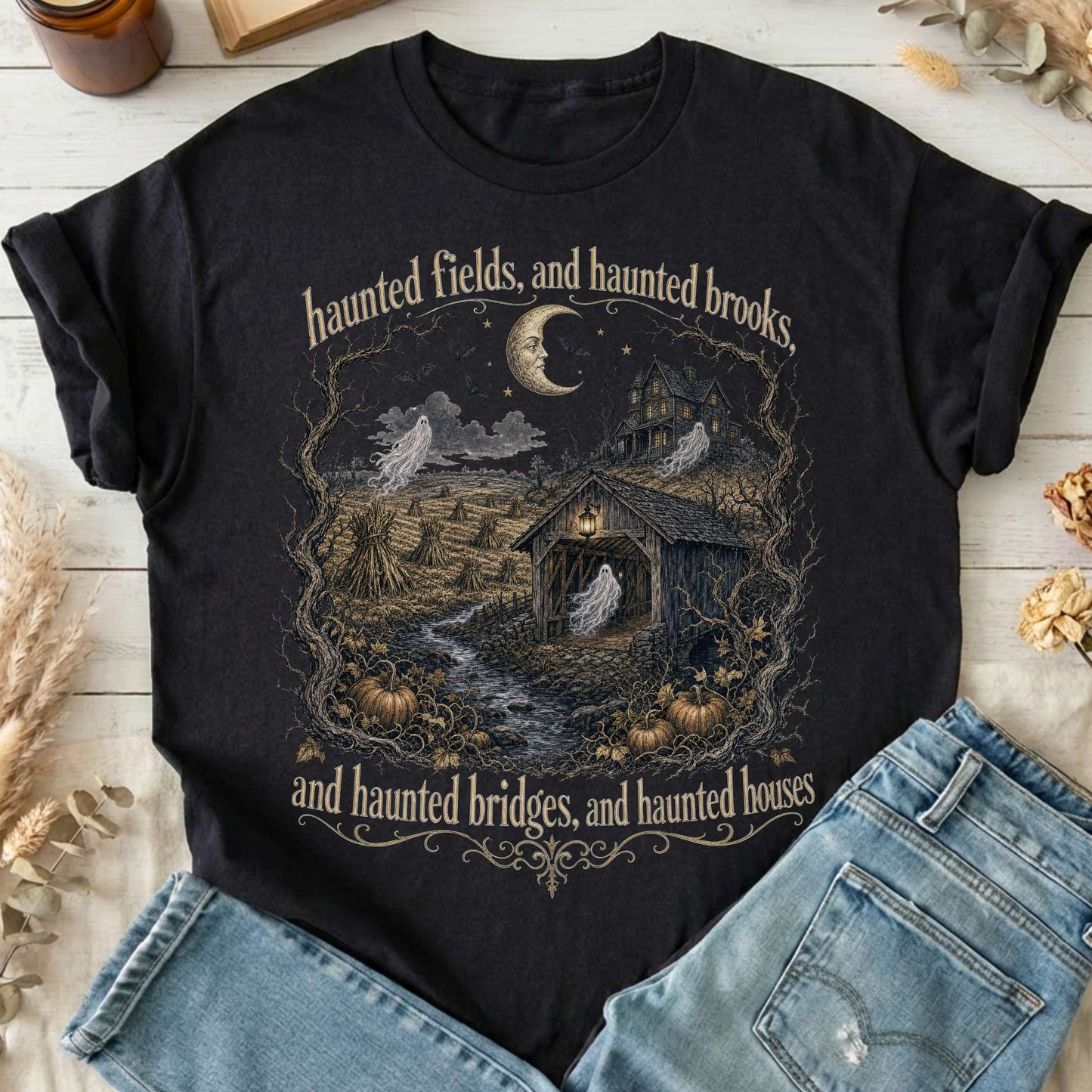 Haunted Fields and Haunted Brooks Sleepy Hollow Irving T-Shirt