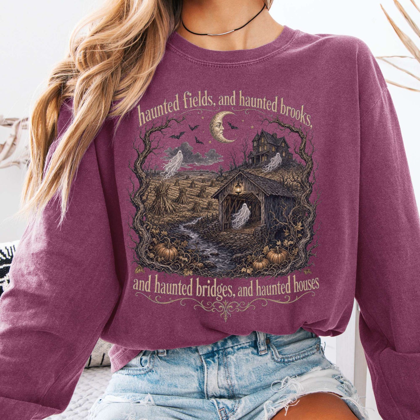 Haunted Fields and Haunted Brooks Sleepy Hollow Irving Long Sleeve