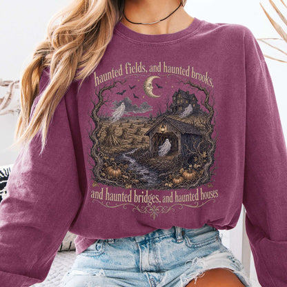 Haunted Fields and Haunted Brooks Sleepy Hollow Irving Long Sleeve