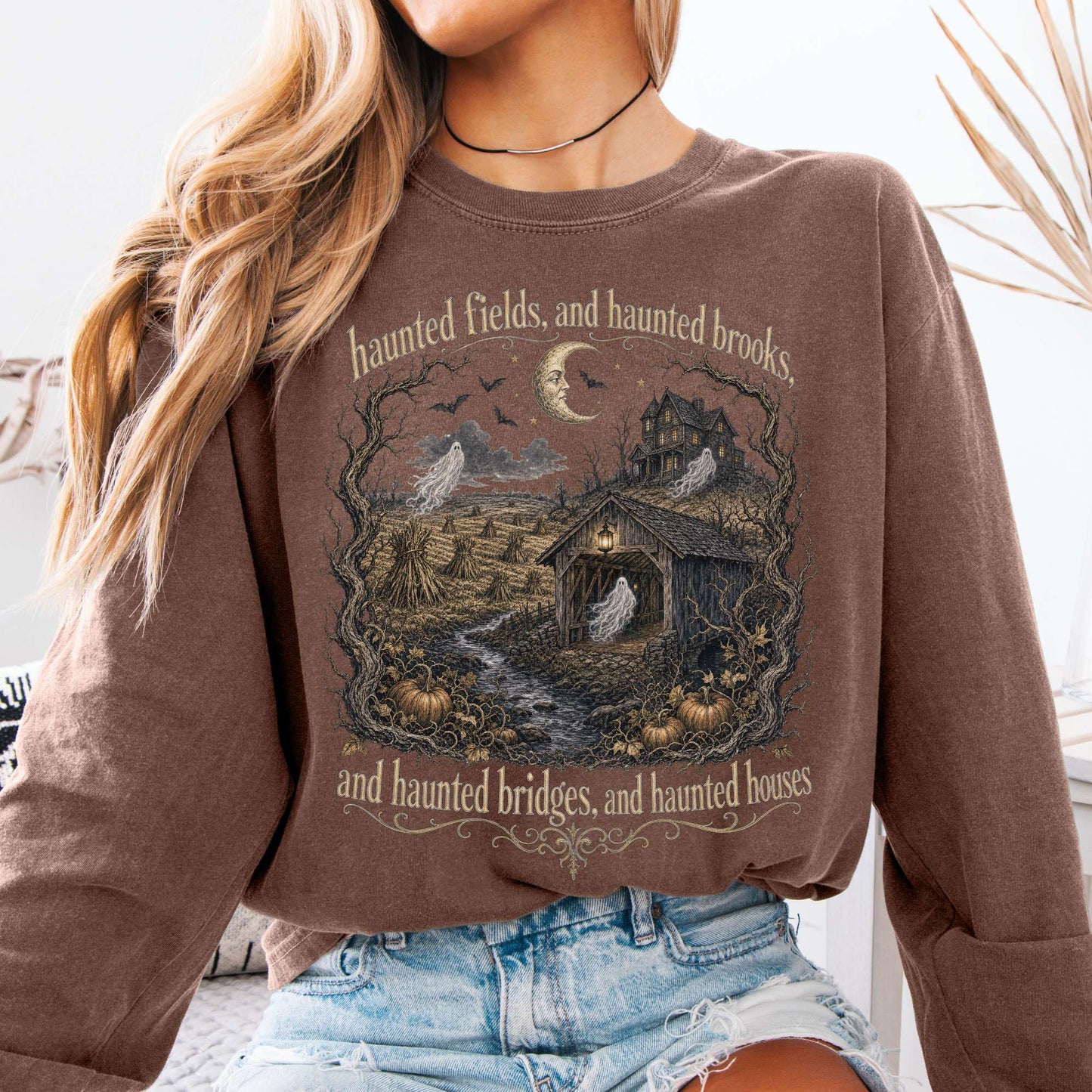 Haunted Fields and Haunted Brooks Sleepy Hollow Irving Long Sleeve