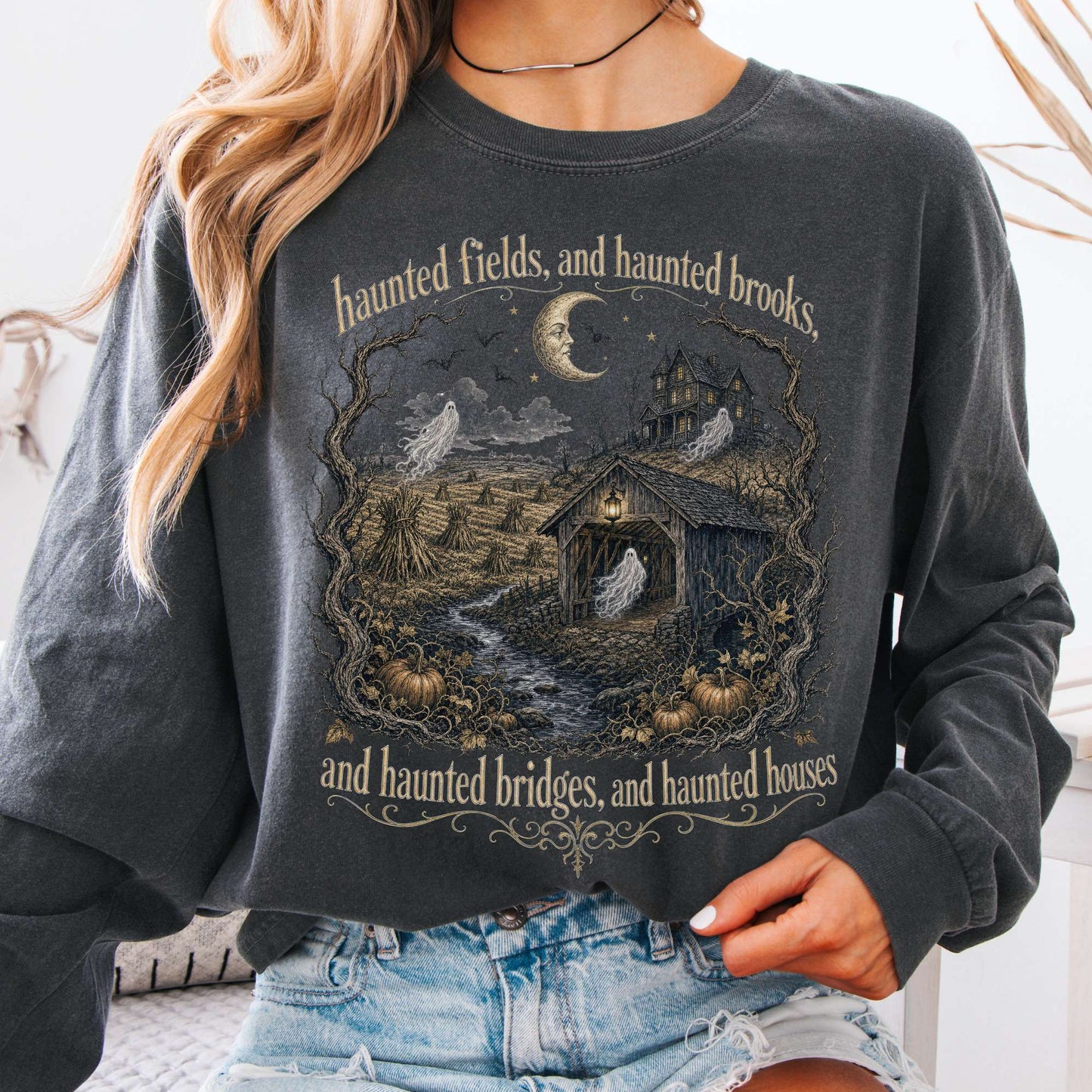 Haunted Fields and Haunted Brooks Sleepy Hollow Irving Long Sleeve