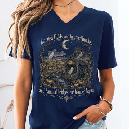 Haunted Fields and Haunted Brooks Sleepy Hollow Irving V-Neck