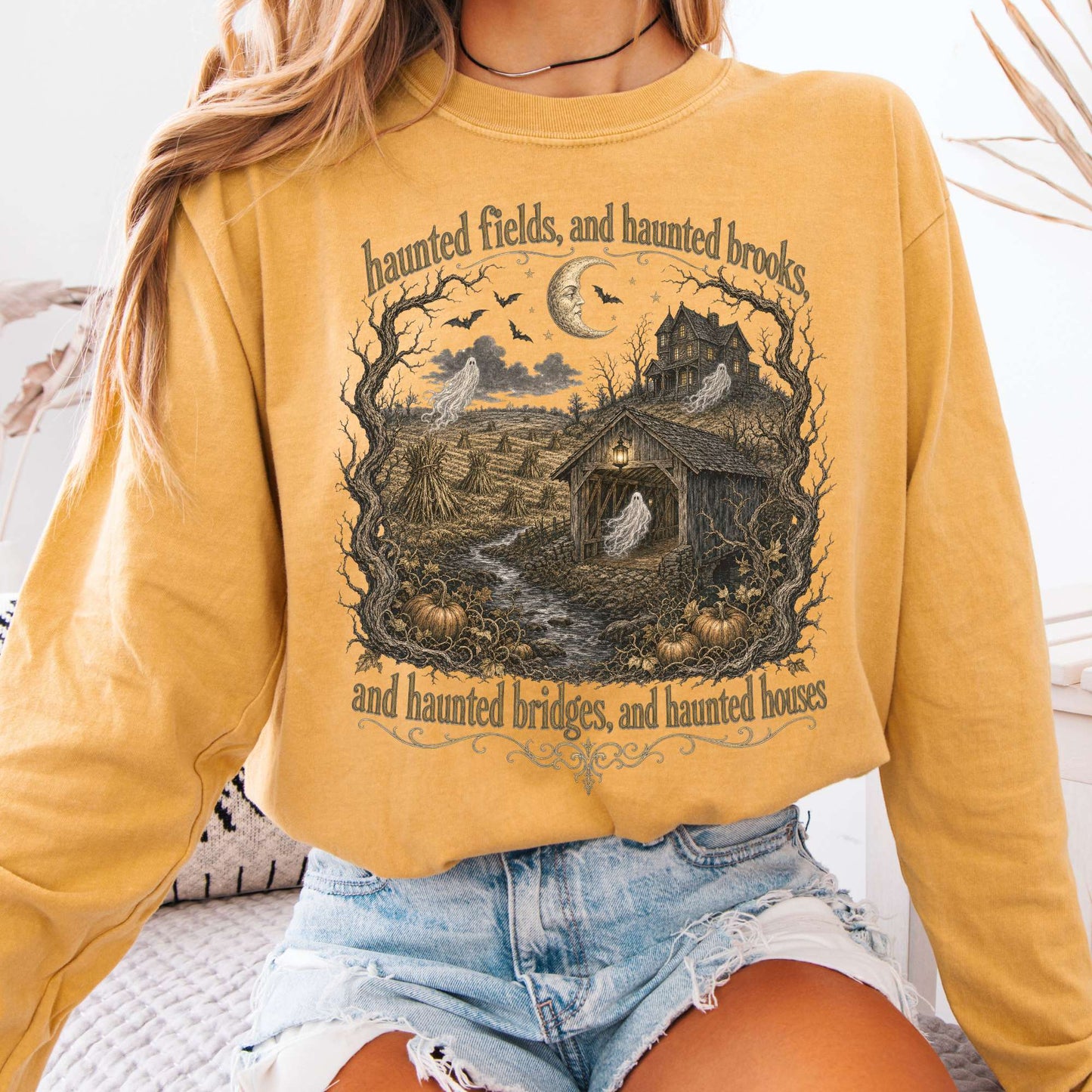 Haunted Fields and Haunted Brooks Sleepy Hollow Irving Long Sleeve