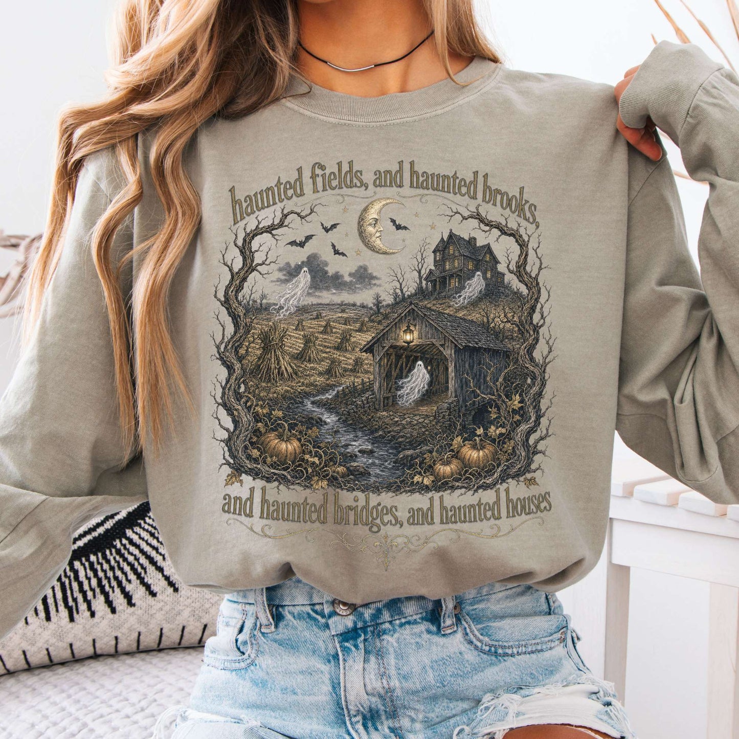 Haunted Fields and Haunted Brooks Sleepy Hollow Irving Long Sleeve