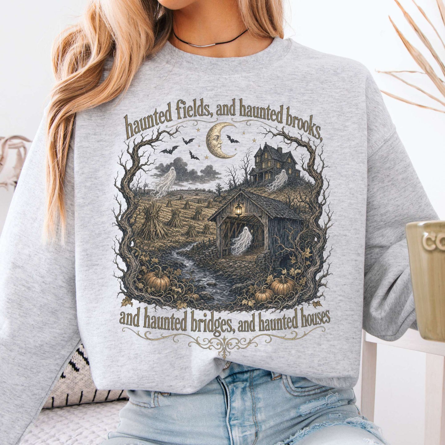 Haunted Fields and Haunted Brooks Sleepy Hollow Irving Crewneck Sweatshirt