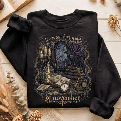 It Was on a Dreary Night Frankenstein Mary Shelley Literary Sweatshirt