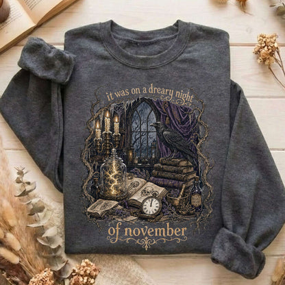 It Was on a Dreary Night Frankenstein Mary Shelley Literary Sweatshirt