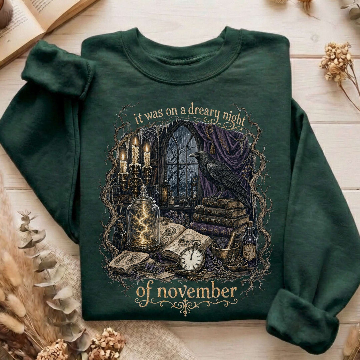 It Was on a Dreary Night Frankenstein Mary Shelley Literary Sweatshirt