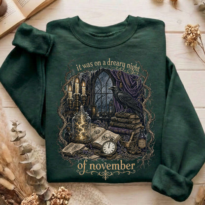It Was on a Dreary Night Frankenstein Mary Shelley Literary Sweatshirt