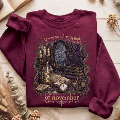 It Was on a Dreary Night Frankenstein Mary Shelley Literary Sweatshirt