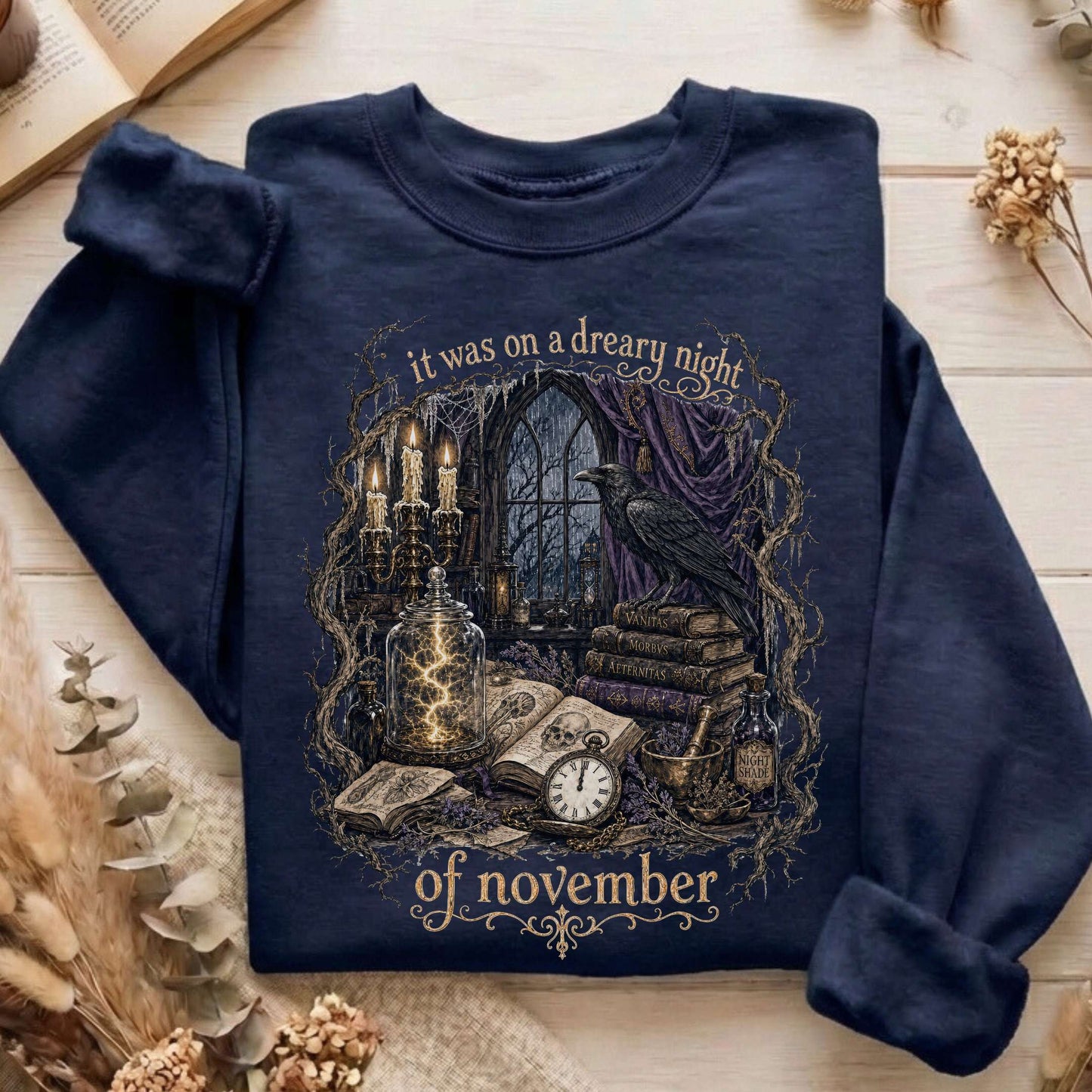 It Was on a Dreary Night Frankenstein Mary Shelley Literary Sweatshirt