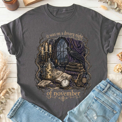 It Was on a Dreary Night Frankenstein Mary Shelley Literary T-Shirt