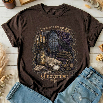 It Was on a Dreary Night Frankenstein Mary Shelley Literary T-Shirt