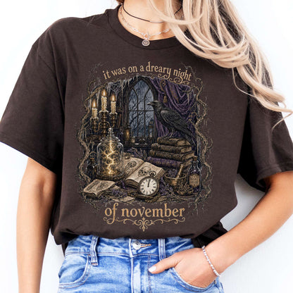 It Was on a Dreary Night Frankenstein Mary Shelley Literary T-Shirt