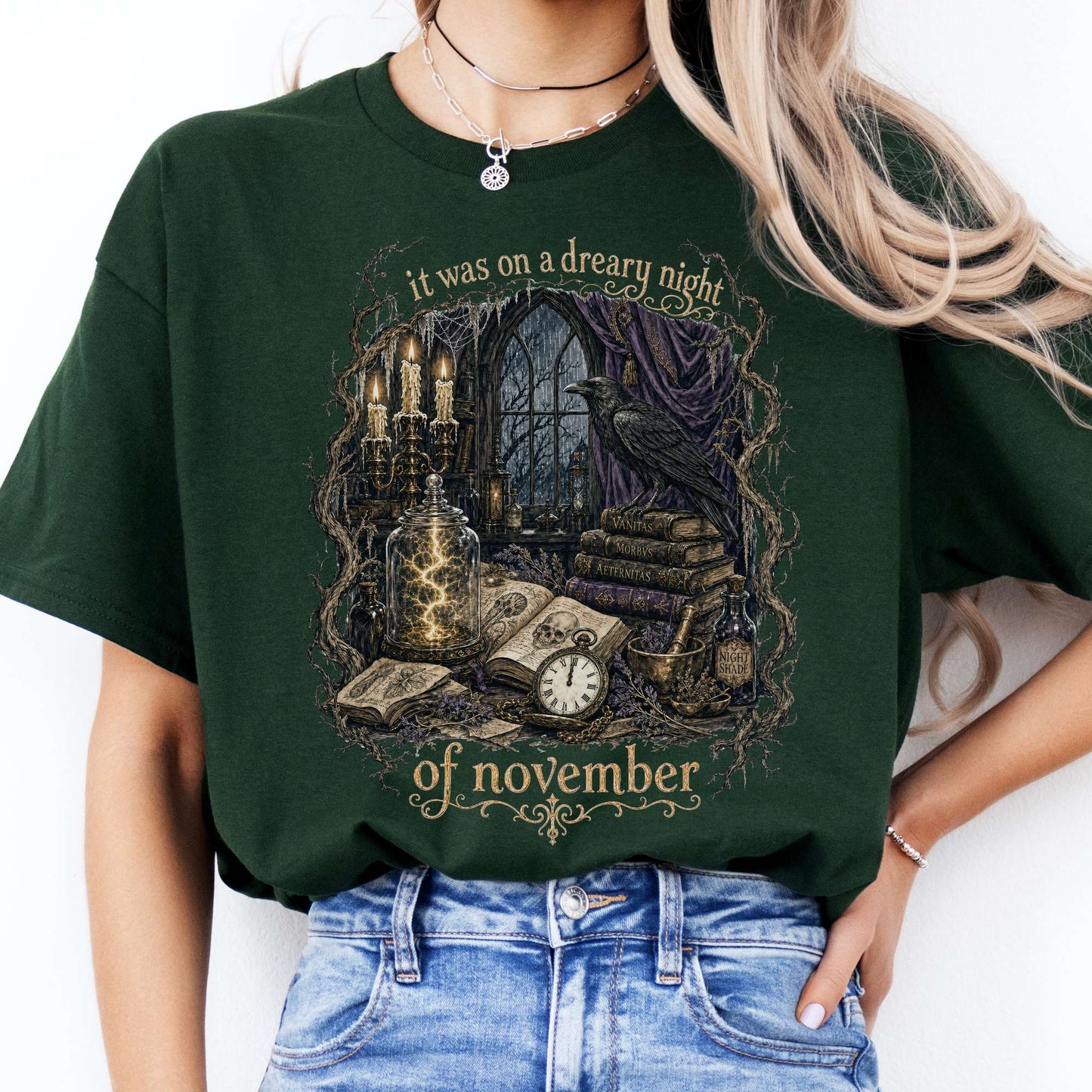 It Was on a Dreary Night Frankenstein Mary Shelley Literary T-Shirt