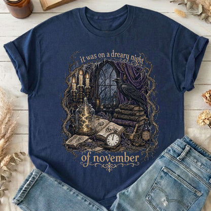 It Was on a Dreary Night Frankenstein Mary Shelley Literary T-Shirt