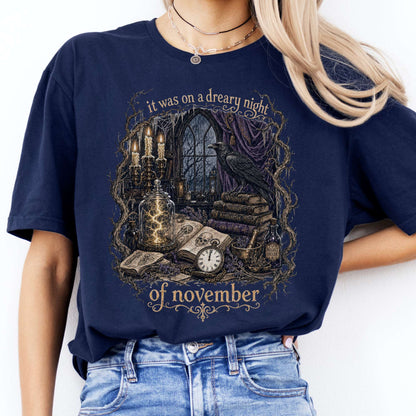 It Was on a Dreary Night Frankenstein Mary Shelley Literary T-Shirt