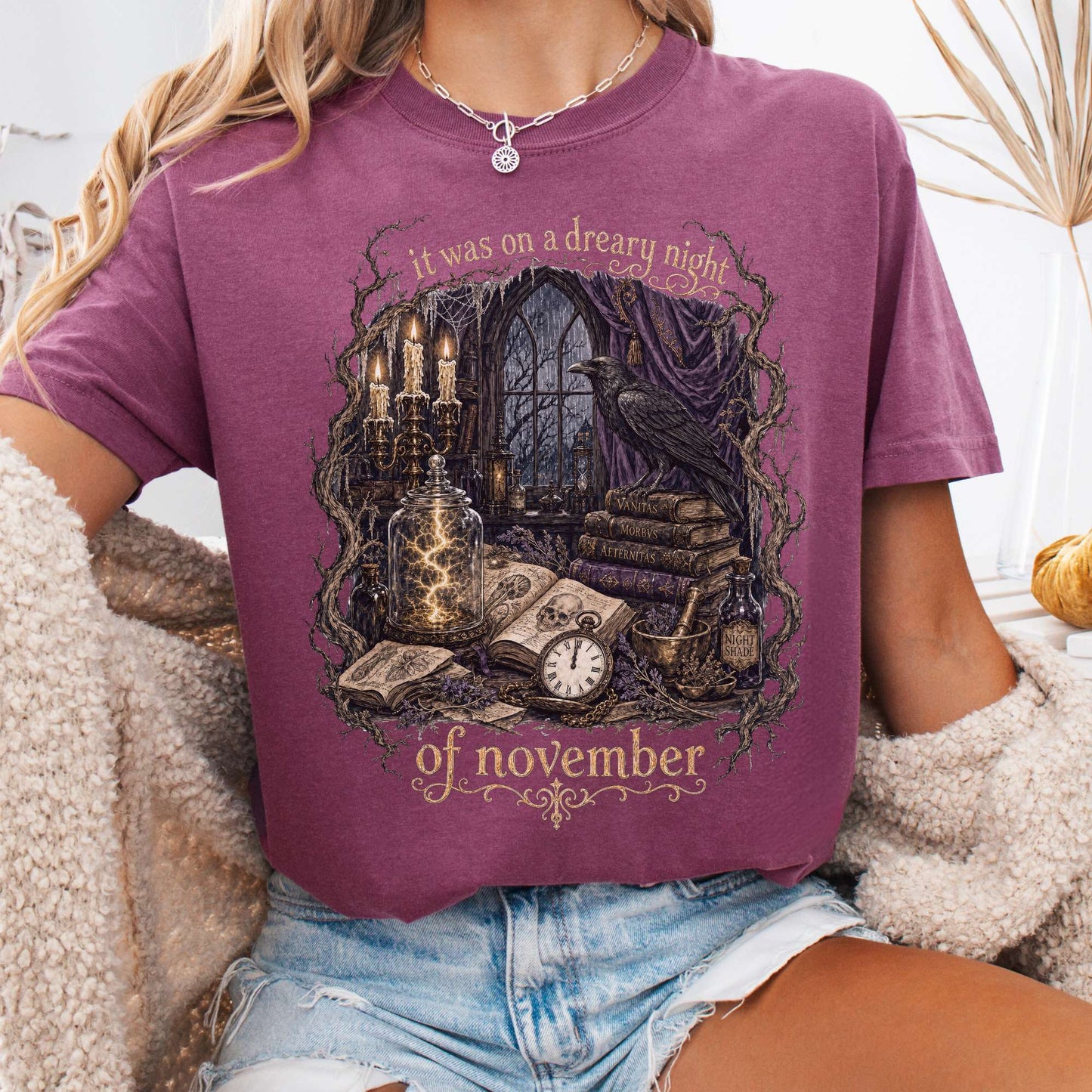 It Was on a Dreary Night Frankenstein Mary Shelley Literary T-Shirt