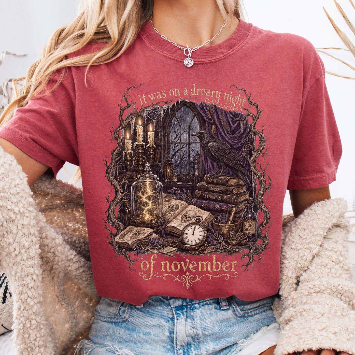 It Was on a Dreary Night Frankenstein Mary Shelley Literary T-Shirt