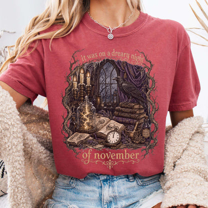 It Was on a Dreary Night Frankenstein Mary Shelley Literary T-Shirt