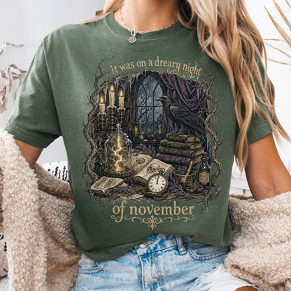 It Was on a Dreary Night Frankenstein Mary Shelley Literary T-Shirt