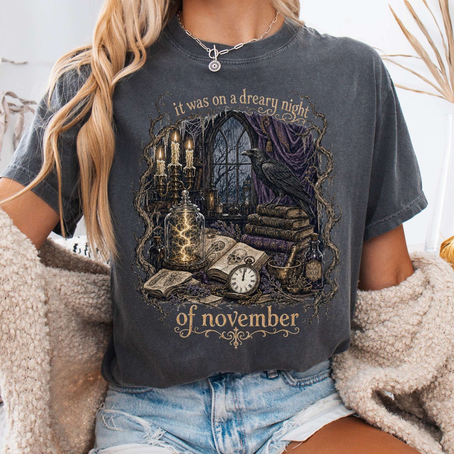 It Was on a Dreary Night Frankenstein Mary Shelley Literary T-Shirt