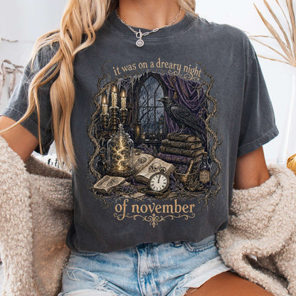 It Was on a Dreary Night Frankenstein Mary Shelley Literary T-Shirt