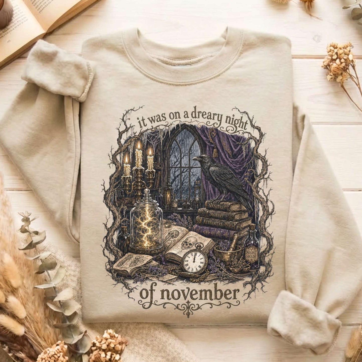 It Was on a Dreary Night Frankenstein Mary Shelley Literary Sweatshirt