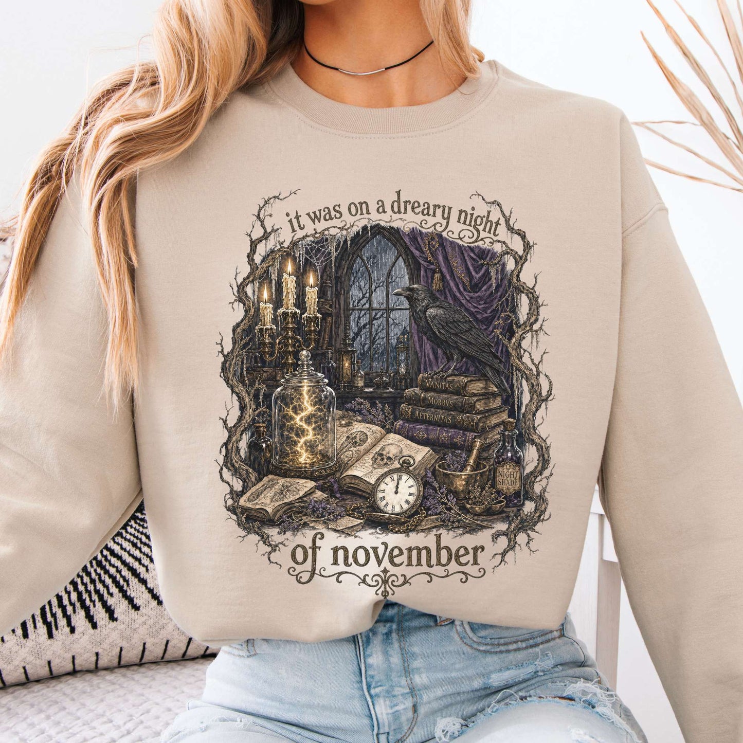 It Was on a Dreary Night Frankenstein Mary Shelley Literary Sweatshirt