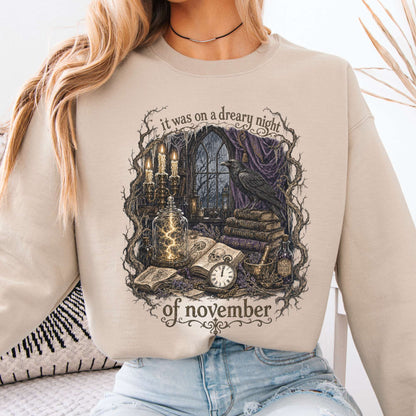 It Was on a Dreary Night Frankenstein Mary Shelley Literary Sweatshirt