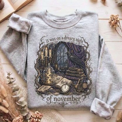 It Was on a Dreary Night Frankenstein Mary Shelley Literary Sweatshirt