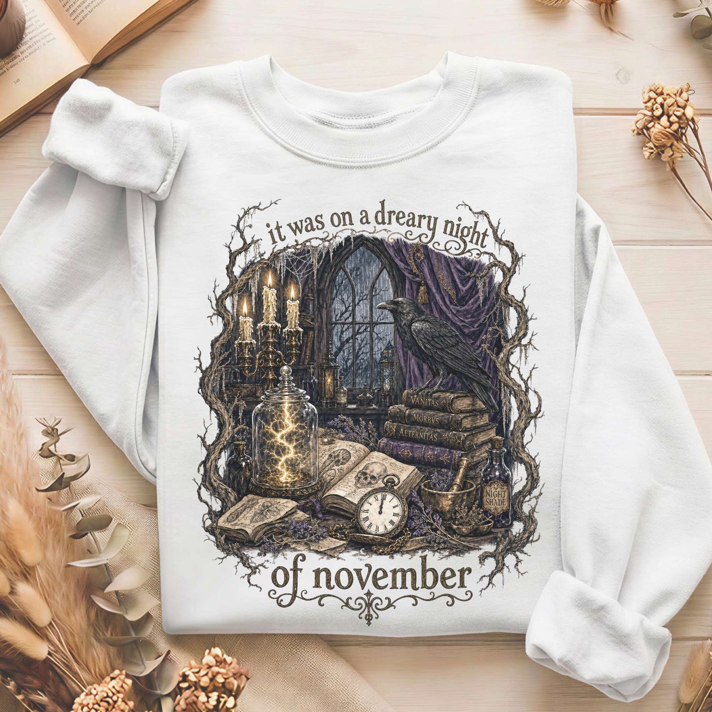 It Was on a Dreary Night Frankenstein Mary Shelley Literary Sweatshirt