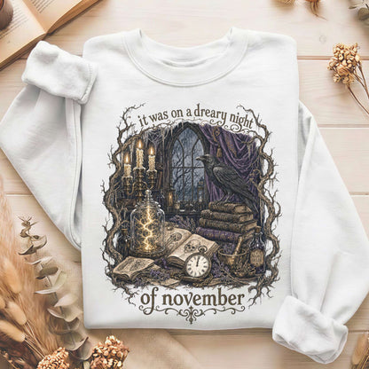 It Was on a Dreary Night Frankenstein Mary Shelley Literary Sweatshirt