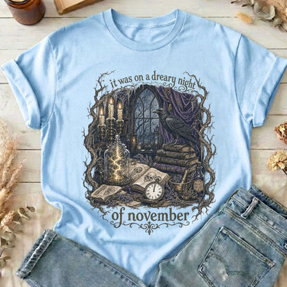 It Was on a Dreary Night Frankenstein Mary Shelley Literary T-Shirt