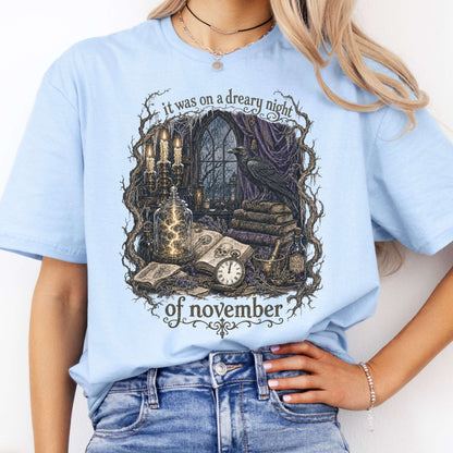 It Was on a Dreary Night Frankenstein Mary Shelley Literary T-Shirt
