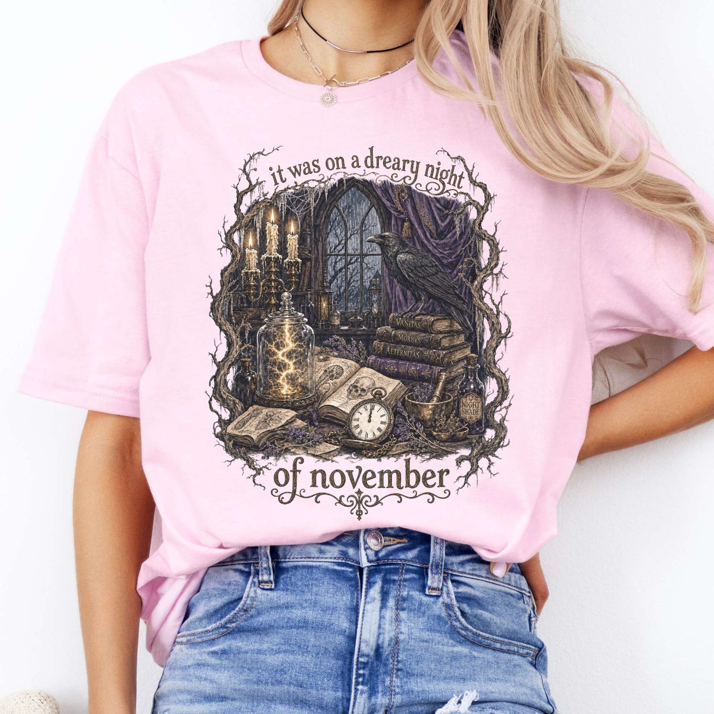 It Was on a Dreary Night Frankenstein Mary Shelley Literary T-Shirt