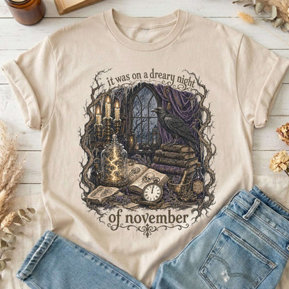 It Was on a Dreary Night Frankenstein Mary Shelley Literary T-Shirt