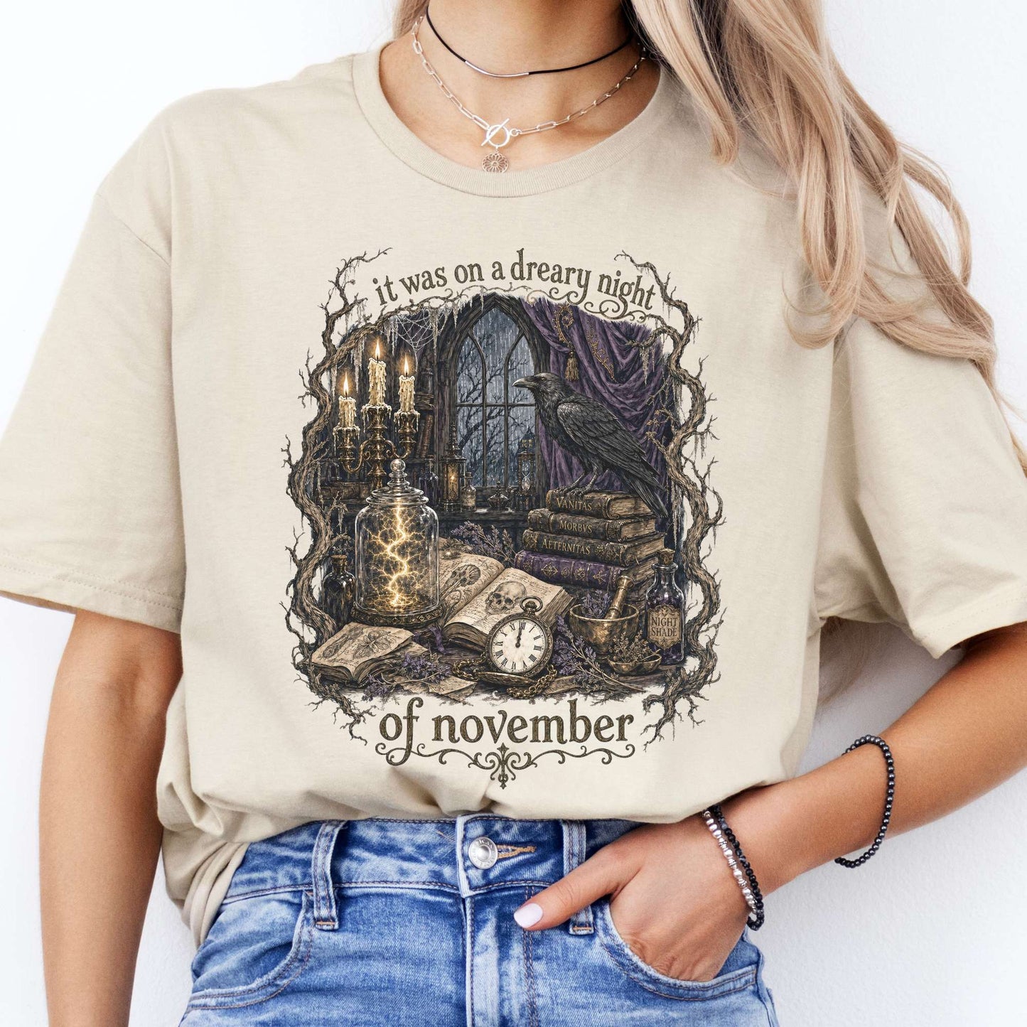It Was on a Dreary Night Frankenstein Mary Shelley Literary T-Shirt