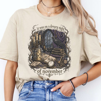 It Was on a Dreary Night Frankenstein Mary Shelley Literary T-Shirt
