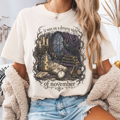 It Was on a Dreary Night Frankenstein Mary Shelley Literary T-Shirt