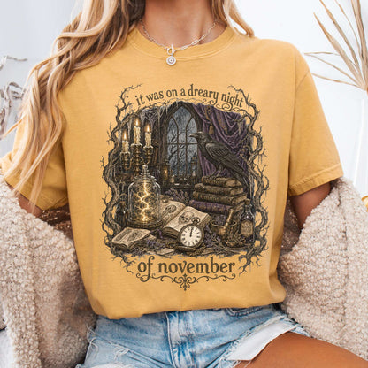 It Was on a Dreary Night Frankenstein Mary Shelley Literary T-Shirt