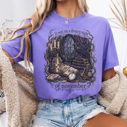 It Was on a Dreary Night Frankenstein Mary Shelley Literary T-Shirt