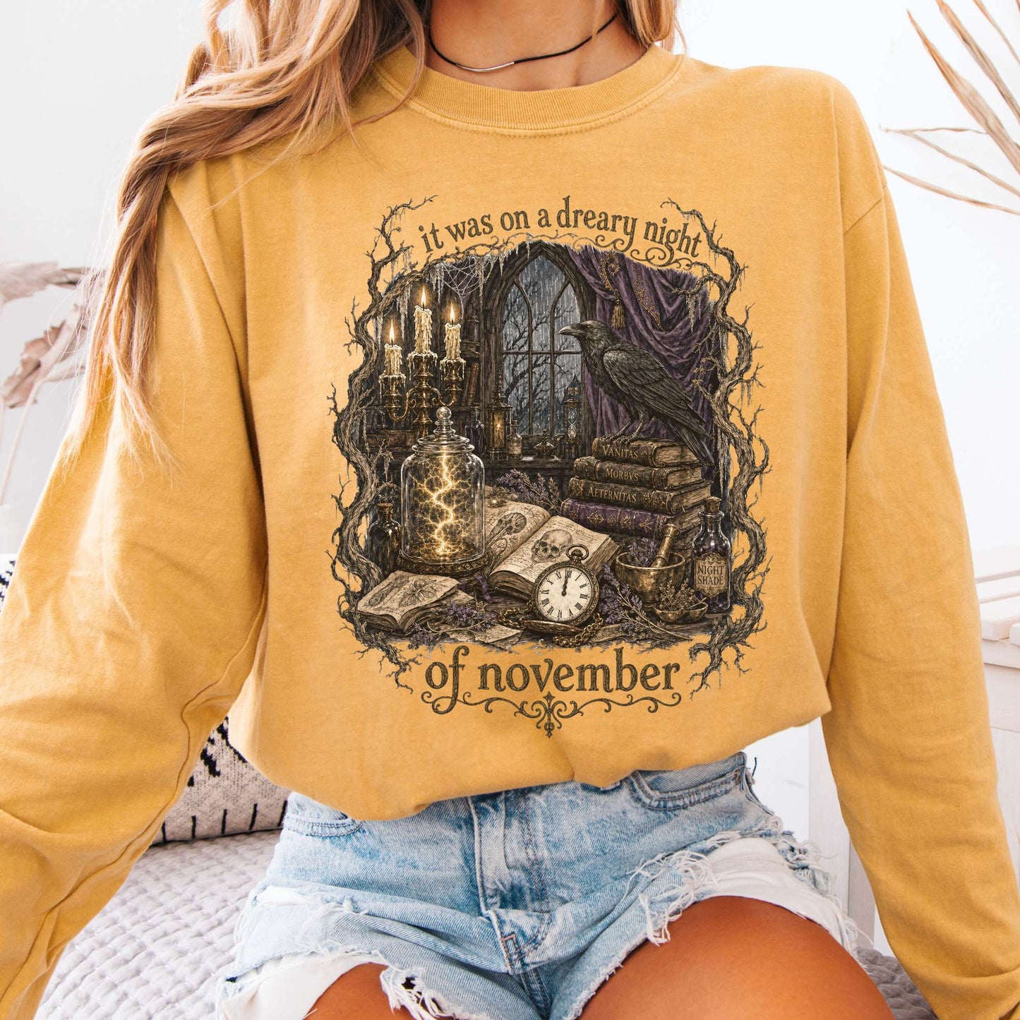 It Was on a Dreary Night Frankenstein Mary Shelley Literary Long Sleeve