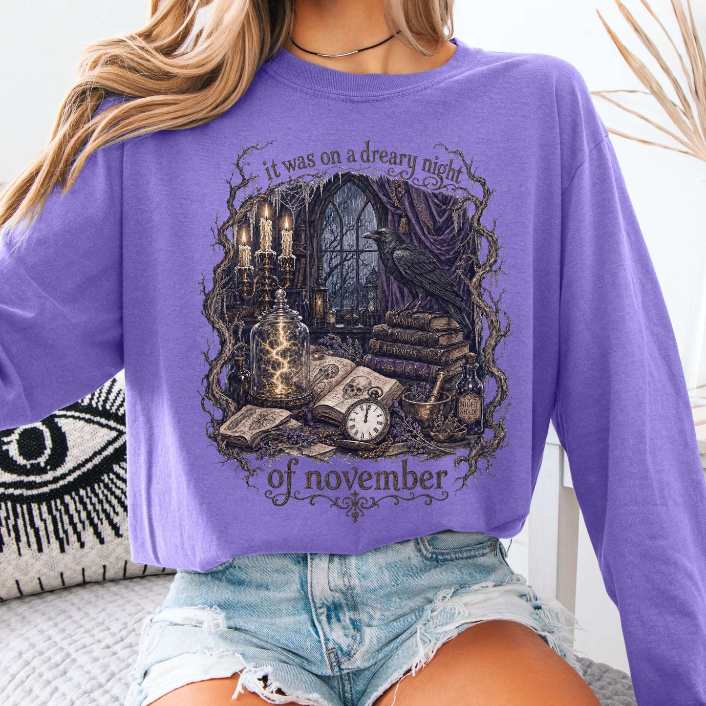It Was on a Dreary Night Frankenstein Mary Shelley Literary Long Sleeve