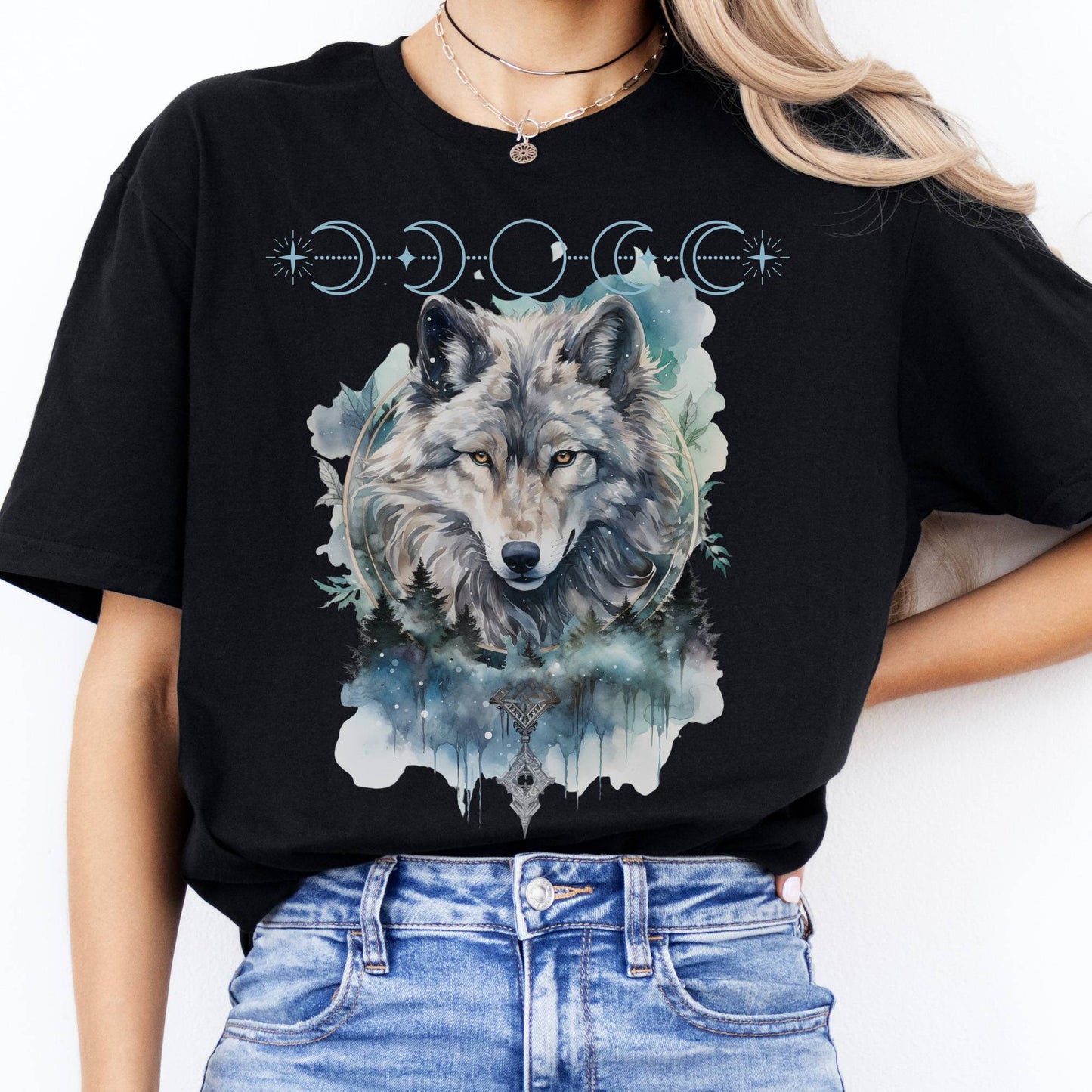 T-Shirt Moonlit Wolf T-Shirt The Mystic Eden