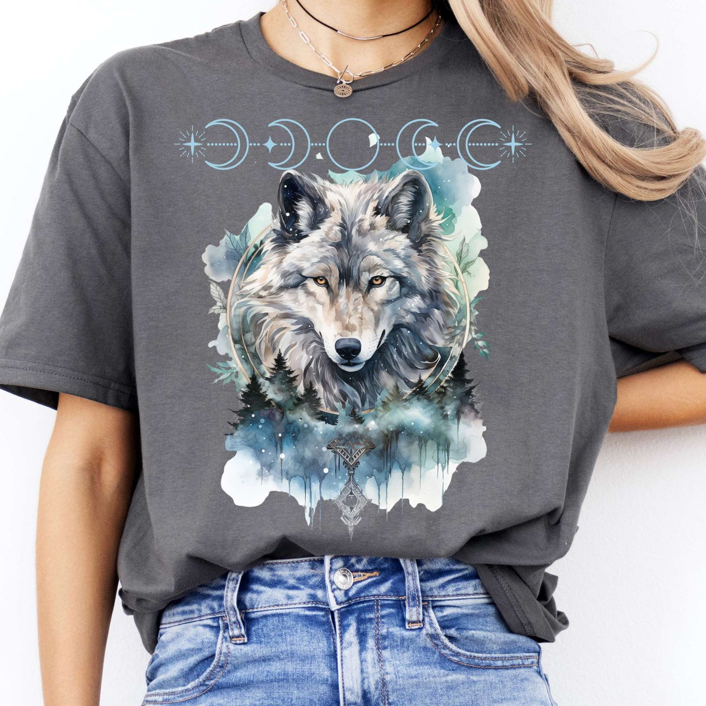 T-Shirt Moonlit Wolf T-Shirt The Mystic Eden