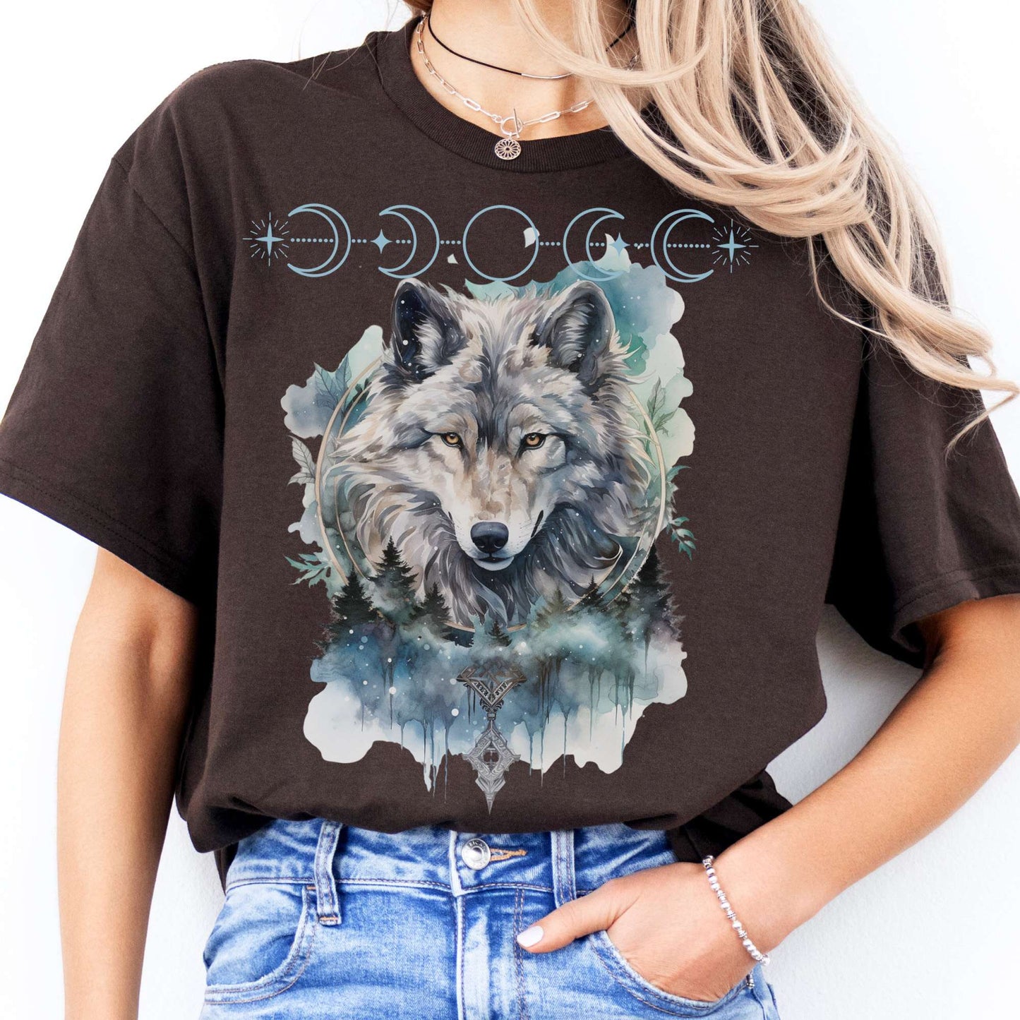 T-Shirt Moonlit Wolf T-Shirt The Mystic Eden