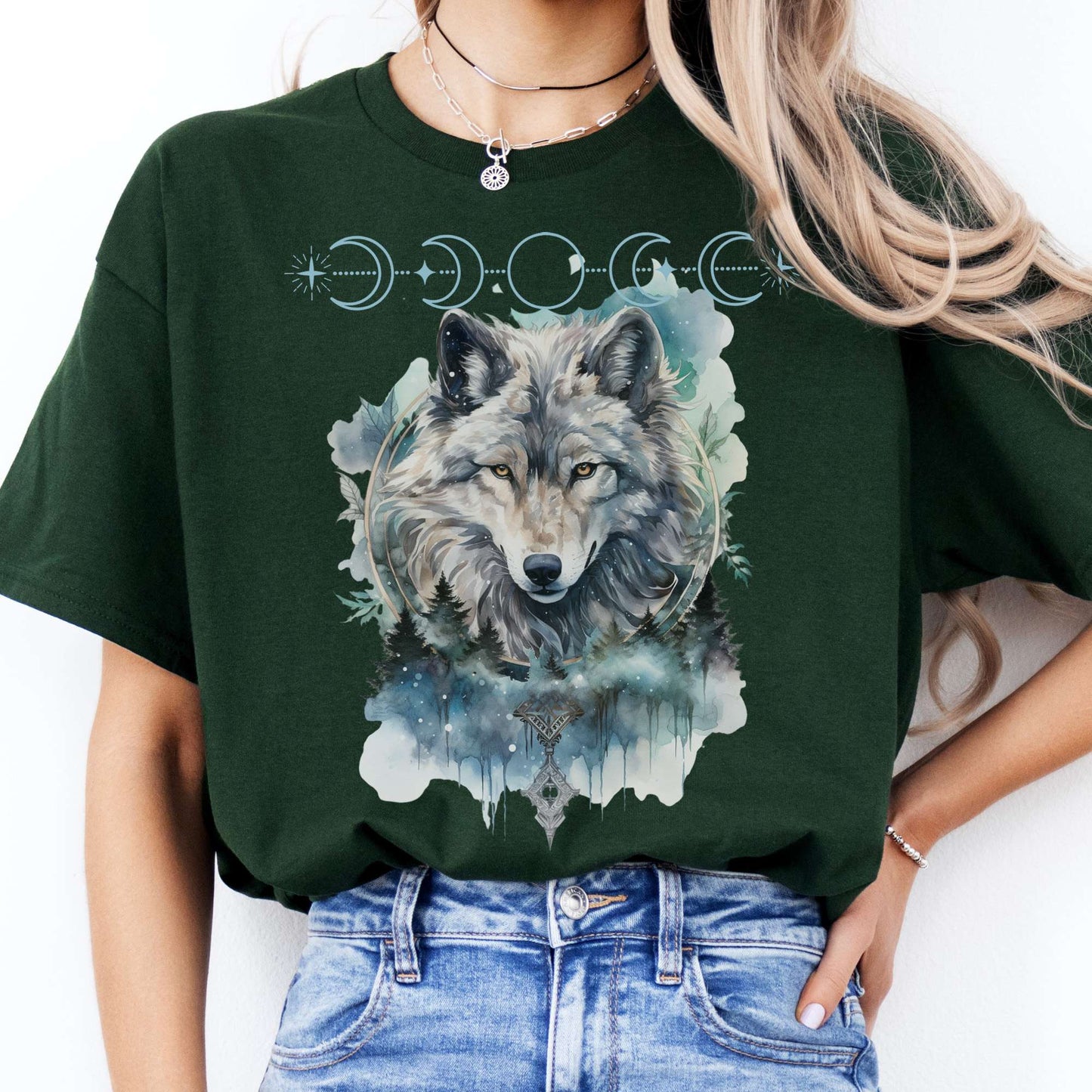 T-Shirt Moonlit Wolf T-Shirt The Mystic Eden